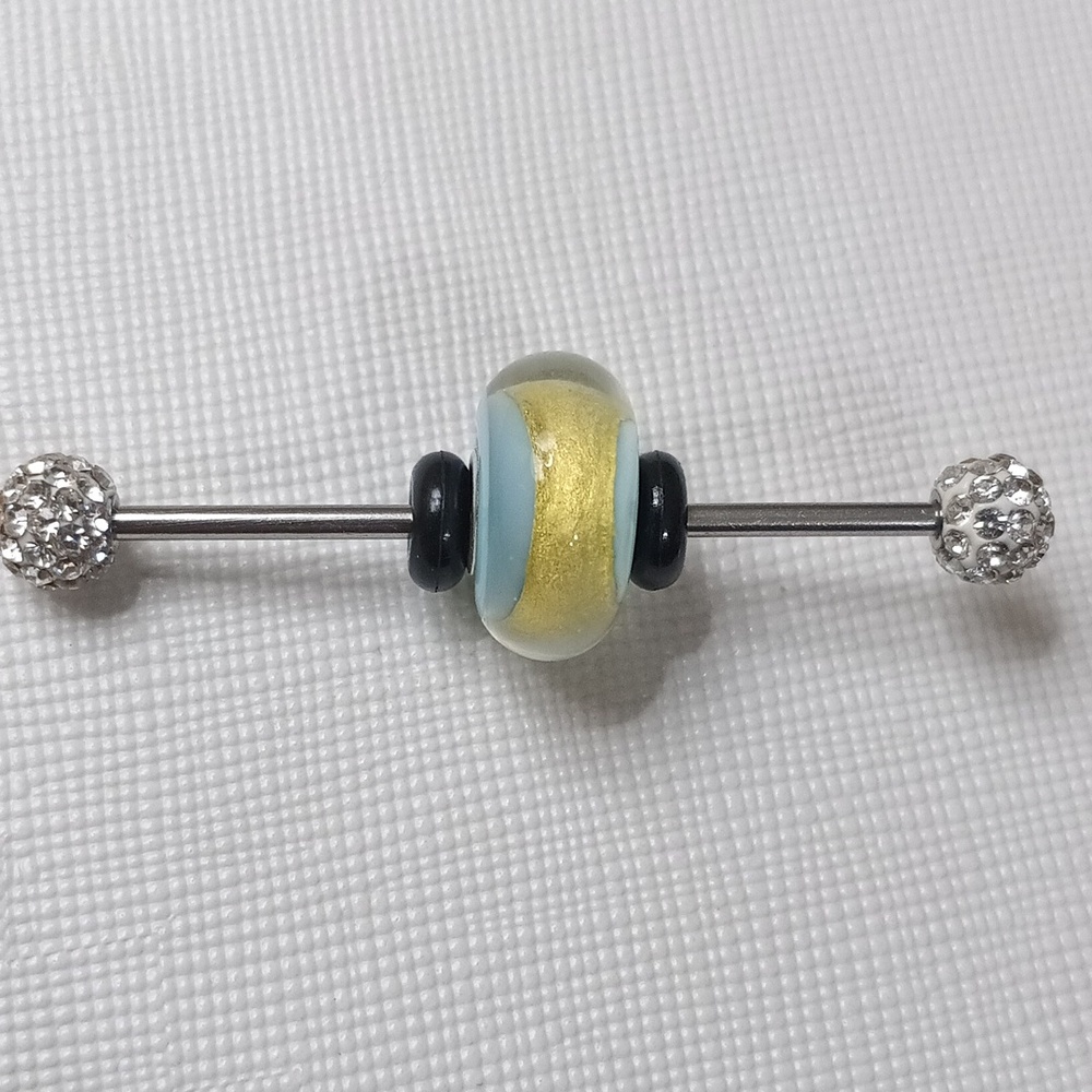 Trollbeads Beads Light Blue Gold Chakra Glass Murano Silver 925 Bead